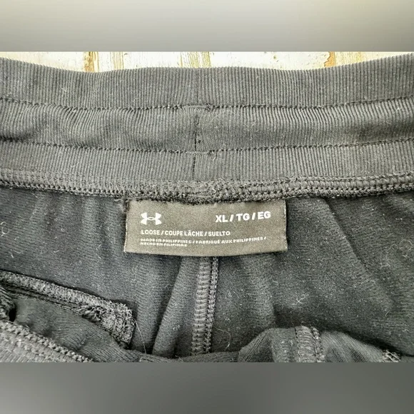 Under Armour Joggers Mens XL Black Drawstring Fleece Pocket Sweatpants Tapered - Picture 5 of 10